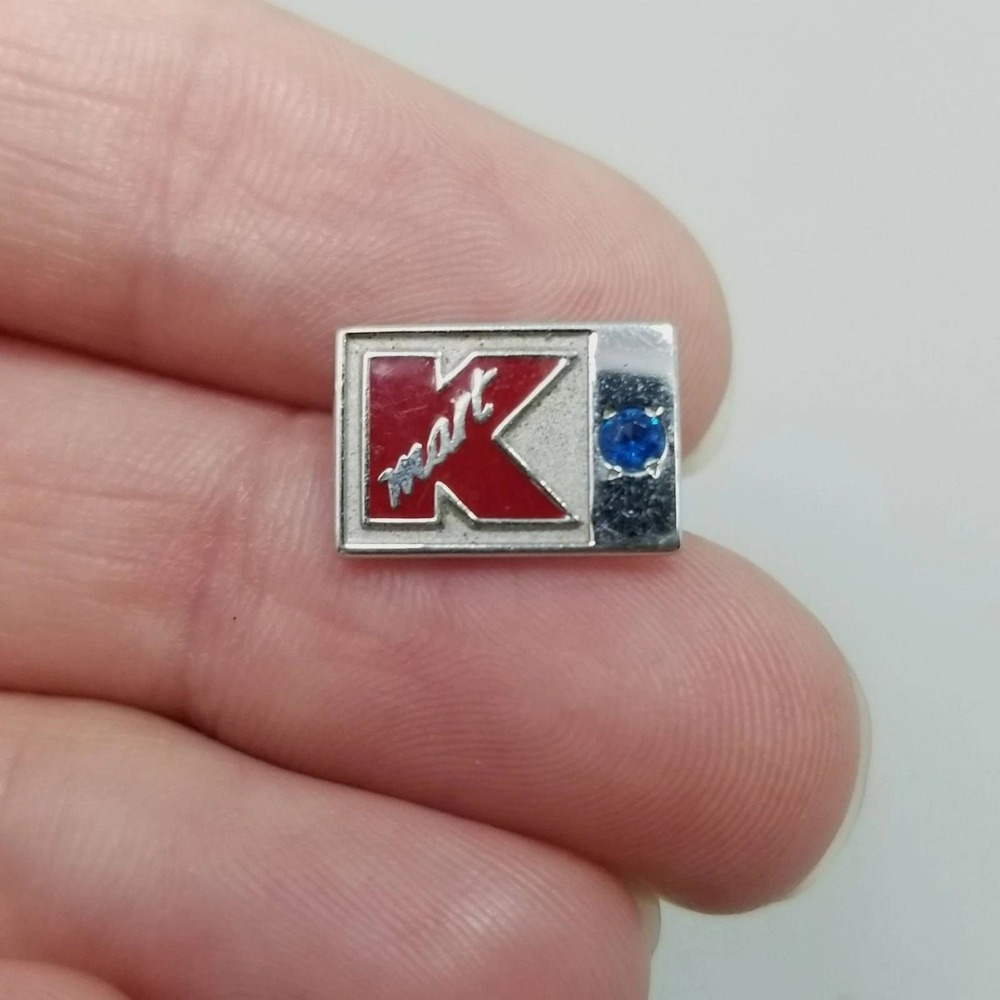Vintage Kmart Employee Service Award‎ Lapel Pin Blue Rhinestone Retail History